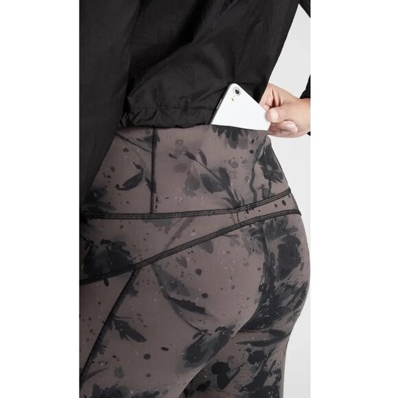 Athleta Women's Brown Floral Rainier Reflective Tight High Rise Leggings Size XS - Picture 3 of 16
